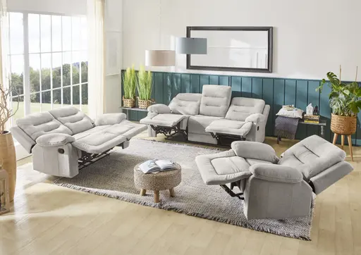 Sofa - 3-Sitzer, Relaxfunktion, Stoff, Grau