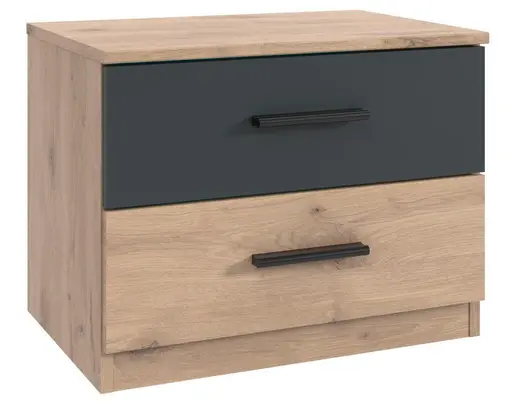 Nachtkommode- Eiche Dekor, Graphit