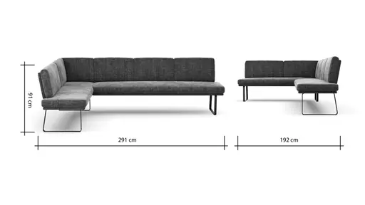 Eckbank Valloni - Stoff, Dunkelgrau