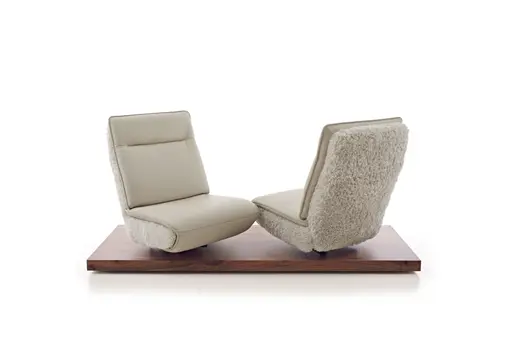 Sofa - 2-Sitzer, Relaxfunktion motorisch, Leder/Stoff Perlmutt