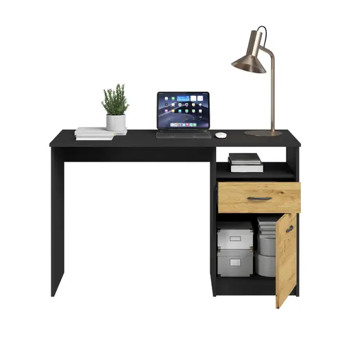 Schreibtisch- LB ca. 123x50 cm, Grau, Eiche Dekor