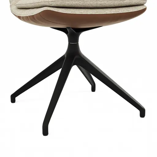 Polsterstuhl Macano - drehbar, Stoff & Leder, Beige, Cognac