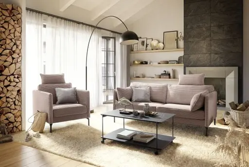 Sofa - 2-Sitzer, Stoff, Rosa