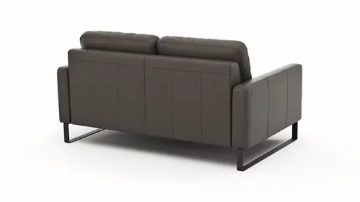 Sofa Enna - 2,5-Sitzer, Armlehne A, Leder, Schwarz, Kufe, Schwarz