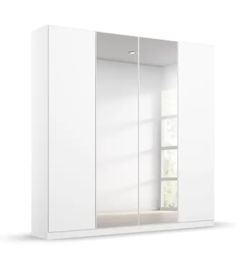 Falttürenschrank RADEM- B ca. 181 cm, Weiß, Spiegel