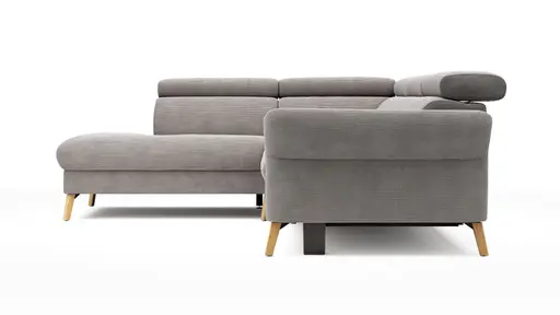 Sofa Maryville - Eckelement und Abschlussteil medium links mit 2,5-Sitzer, inkl. Schlaffunktion, Stauraum, Armlehne/Kopfteil verstellbar, Stoff, Grau