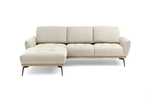 Ecksofa EDDIE - Ecke links, 2-Sitzer inkl. Rückenverstellungen, Stoff, Beige