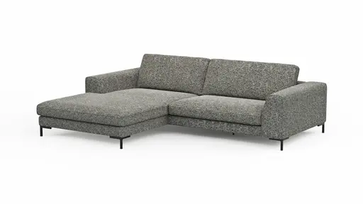 Ecksofa Solano - Longchair Links mit 1,75-Sitzer, Stoff, Dunkelgrau