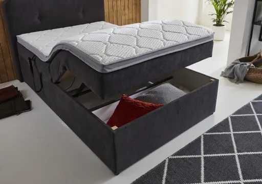 Boxbett - Liegefläche ca. 120x200 cm, Stoff, Grau