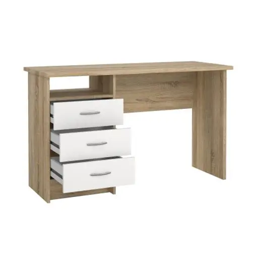 Schreibtisch - LB ca. 120x48 cm, Eiche Struktur Nachbildung, Weiß