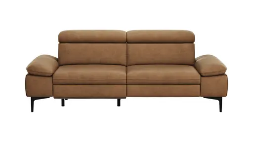 Sofa Felipa - 3-Sitzer inkl. Relaxfunktion (motorisch) und Kopfteil verstellbar, Leder, Cognac