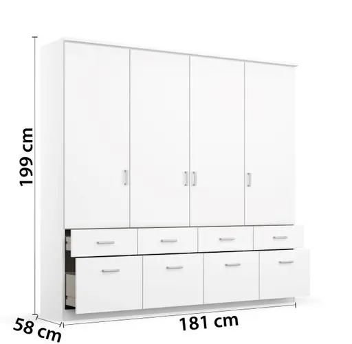 Drehtürenschrank ROYAN- B ca. 181 cm, Weiß