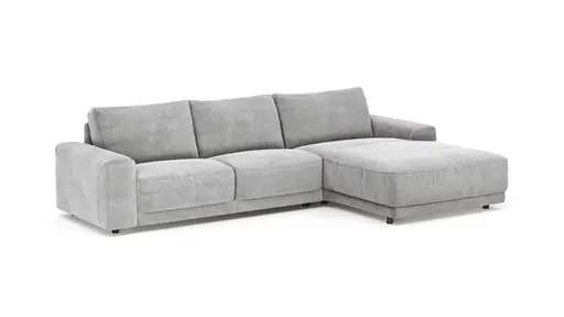 Ecksofa Balok - 2,5-Sitzer mit Longchair groß rechts, Stoff, Eisengrau