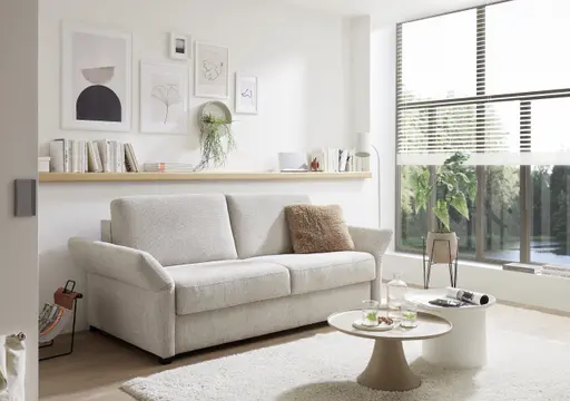 Schlafsofa EM Arlon - Faltbett mit Kaltschaummatratze, Stoff, Natur