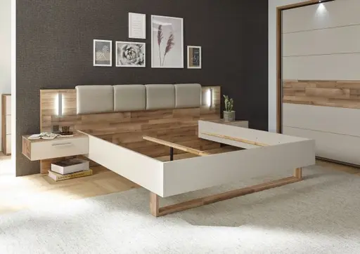 Bettanlage- Liegefläche ca. 180x200 cm, Champagner, Holzdekor