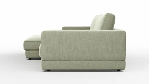 Ecksofa Juni -  Longchair links mit 1,5-Sitzer, Stoff, Lindgrün