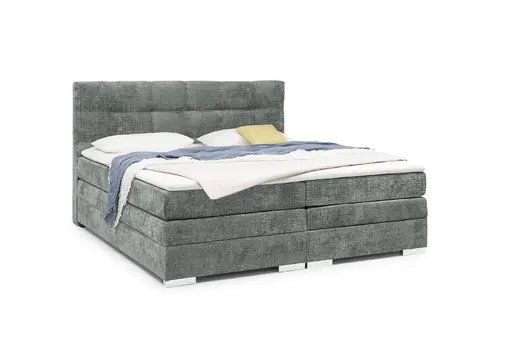 Boxspringbett SANDRIN I- Liegefläche ca. 200x200 cm, Stoff, Grau,  inkl. Stauraum