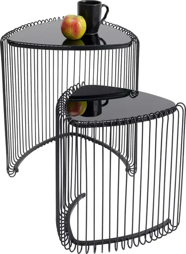 Beistelltisch-Set- Metall, Schwarz