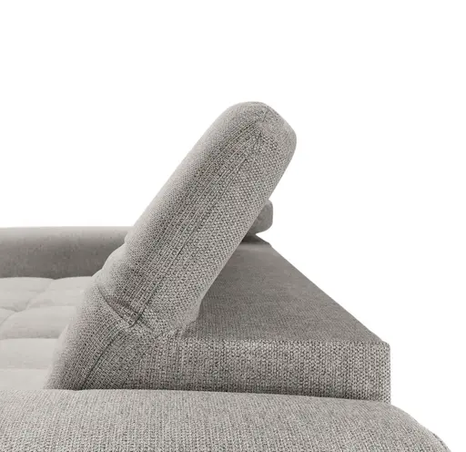 Ecksofa - Longchair links mit 2-Sitzer, Kopfteil verstellbar, Sitztiefe verstellbar motorisch, Stoff, Taupe