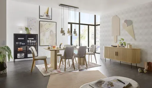 Stuhl SITTING TOGETHER_D- Stoff, Sand, Eiche Natur, Geölt