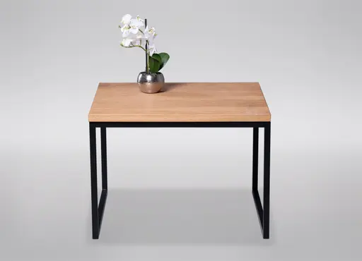 Couchtisch - LB ca. 60x60 cm, Wildeiche massiv geölt, Schwarz 