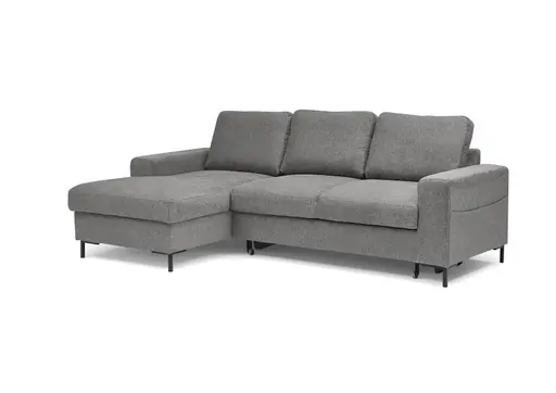 Ecksofa - Longchair links mit 2-Sitzer, Stoff, Grau