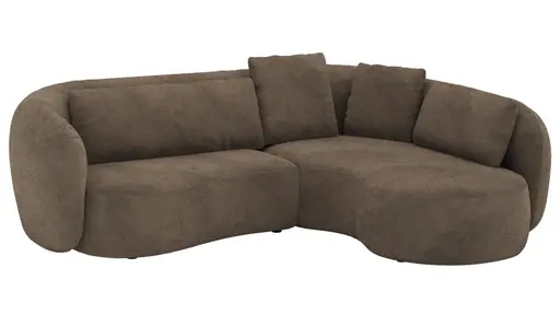 Ecksofa Karasu - 3-Sitzer mit Ottomane rechts, Stoff, Taupe