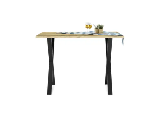 Bartresentisch - LB ca. 140x90 cm, Plankeneiche, Schwarz