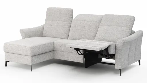 Ecksofa Canterbury - Longchair links mit 2,5-Sitzer, inkl. Relaxfunktion (motorisch) und Kopfteilverstellung, Stoff, Offwhite