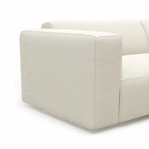 Ecksofa Laja - 1-Sitzer mit Longchair rechts, Stoff, Creme