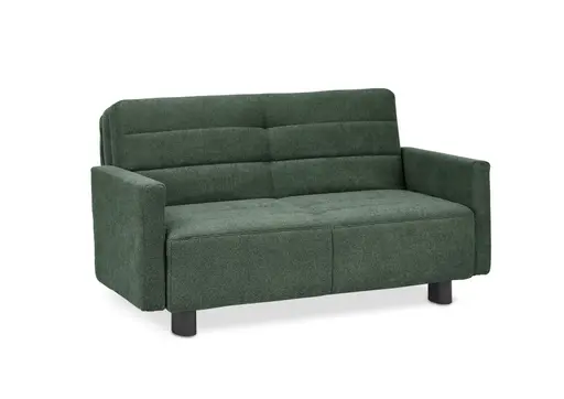 Faltsofa Easy - 2-Sitzer, ca. 140 cm inkl. Schlaffunktion/Topper/Armteil verstellbar, Stoff, Dunkelgrün