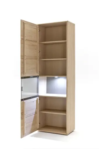 Wohnwand - mit Beleuchtung, Eiche teilmassiv