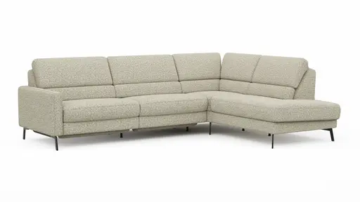 Ecksofa Valera - 3-Sitzer mit Ecke rechts inkl. Rückenlehne verstellbar und Relaxfunktion motorisch, Stoff, Limone