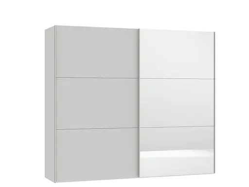 Schwebetürenschrank JOIN IT- B ca. 252 cm., Hellgrau, Matt. Spiegel