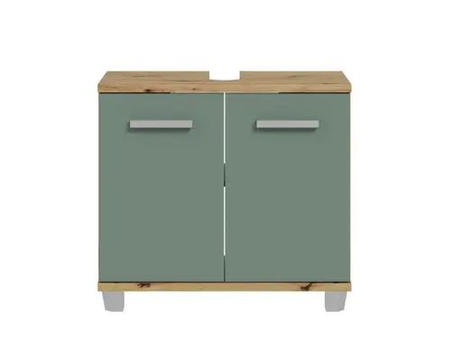 Waschbeckenunterschrank- B ca. 69 cm, Eiche Dekor, Graugrün