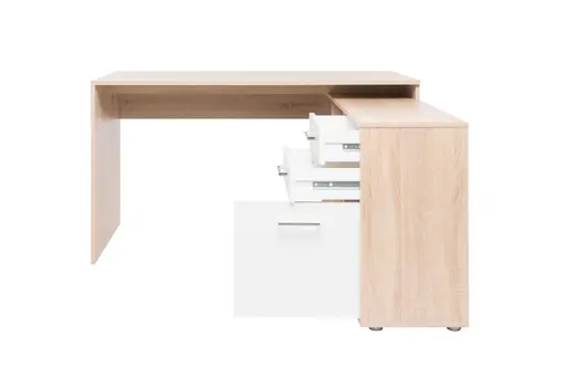 Schreibtisch- LB ca. 136x138 cm, Eiche Dekor, Weiß