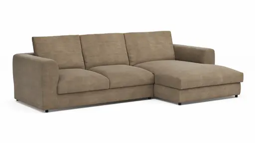 Ecksofa Stormy - 2,5-Sitzer mit Longchair rechts, Stoff, Rauchbraun