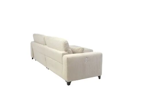 Ecksofa JAROM - 3-Sitzer, Ecke rechts inkl. Relaxfunktion (motorisch) und Kopfteil verstellbar, Stoff, Creme