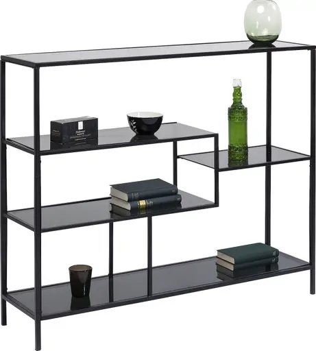 Regal- B ca. 115 cm, Stahl, pulverbeschichtet, Schwarz, Glas, Schwarz