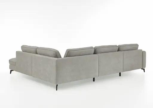 Wohnlandschaft - Longchair links mit 1,5-Sitzer und Ecke rechts, Stoff, Silbergrau