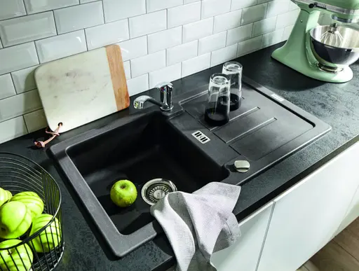 Inselküche 51.160 GL 10 520, Kristallweiß Hochglanz