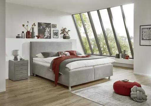 Polsterbett - Liegefläche ca. 180x200cm, Stoff, Grau