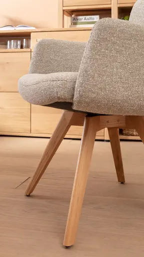 Armlehnstuhl Kamari - Stoff, Graubeige