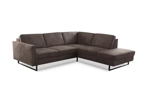 Ecksofa - 2-Sitzer mit Ecke rechts, Microfaser, Mocca