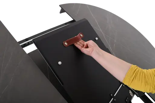 Esstisch MAIJA - ausziehbar, D ca. 120 cm, Keramik, Grau