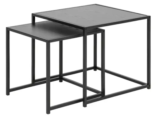Couchtisch - 2er Set, Esche schwarz, Schwarz 