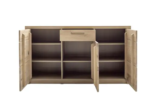 Sideboard - B ca. 162 cm, Eiche Nachbildung, Eiche massiv geölt