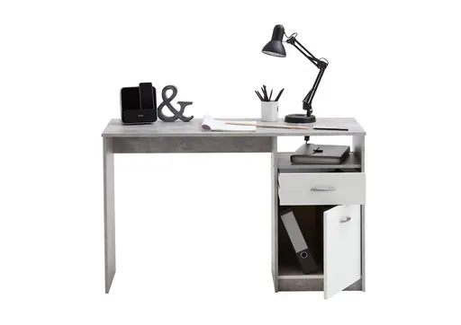 Schreibtisch- LB ca. 123x50 cm, Weiß, Schwarz