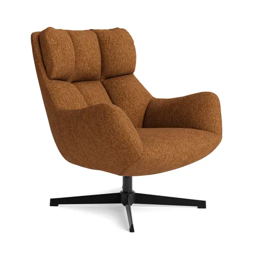 Sessel Erya - drehbar, Stoff, Cognac