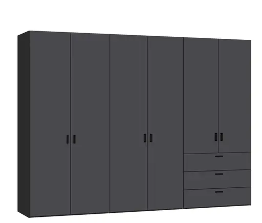 Drehtürenschrank JOIN IT- B ca. 303 cm, Schwarz, Anthrazit
